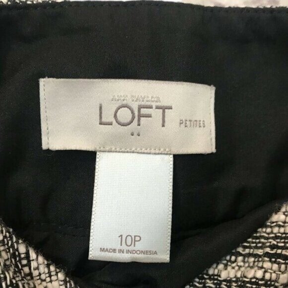 Ann Taylor Loft Black White Textured Petite Mini Skirt Size 10P Career - Picture 3 of 7